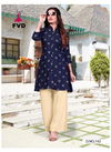 Navy Blue FVD 7 Horse Function Wear Rayon Printed Kurti With Off White Plazoo Collection 142